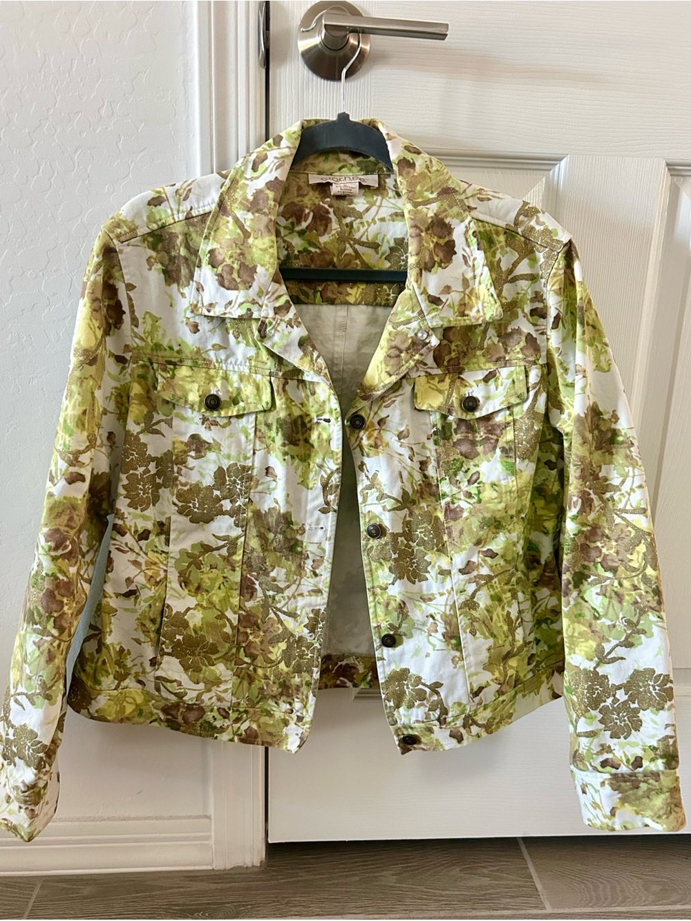 Floral Print Jean Jacket - Green Multi